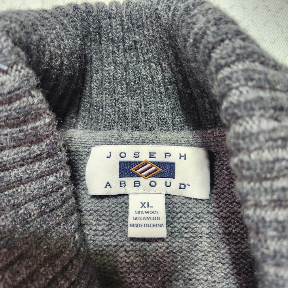 Joseph Abboud Gray Wool Blend Cable Knit Sweater Men's XL - Picture 6 of 10
